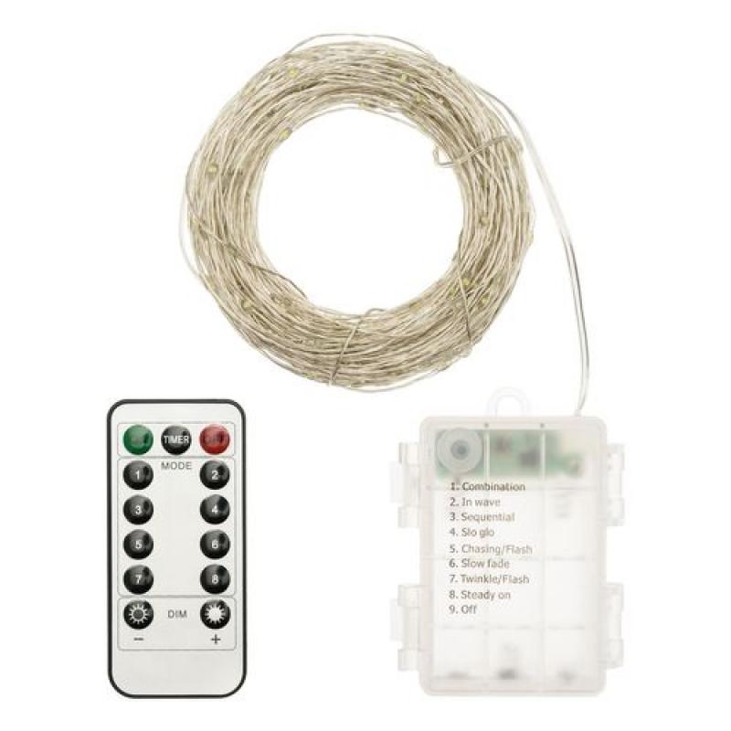 Catena microled multicolor giochi timer telecomando batteria 20 mt