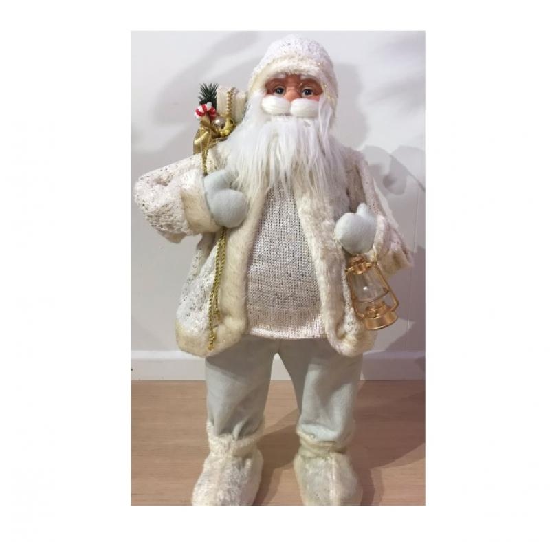 Babbo natale tessuto con sacco oro h80 cm