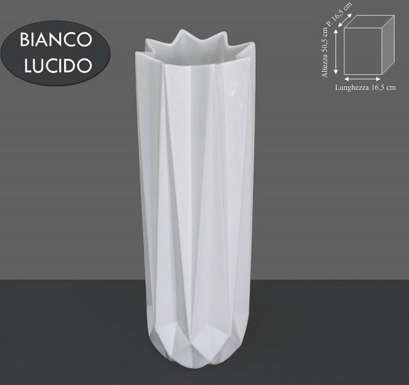 Vaso zig zag bianco cm 16,5x16,5x50,5