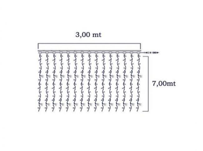 Tenda led 300x700 bianco caldo flash bianco