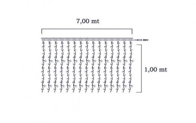 Tenda led 700x100 bianco caldo flash bianco