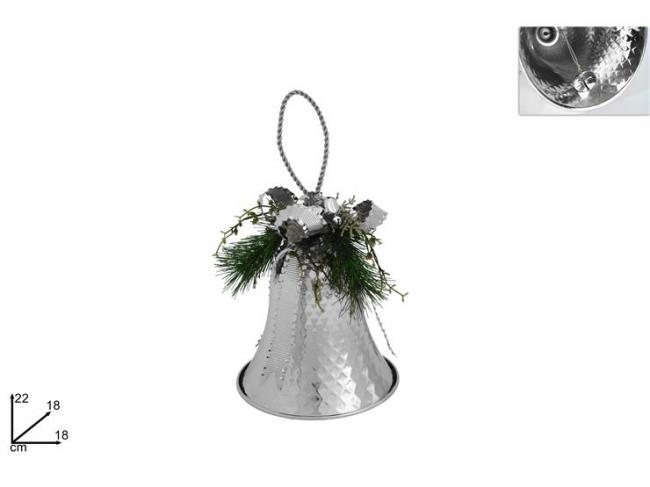 Campana c/campanello e bacche cm 18 silver