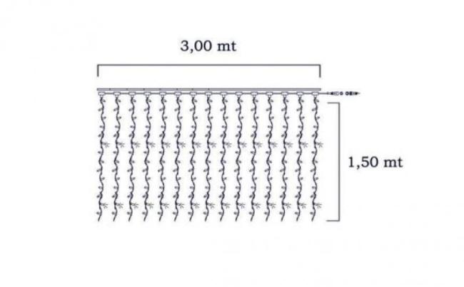 Tenda led 300x150 bianco caldo