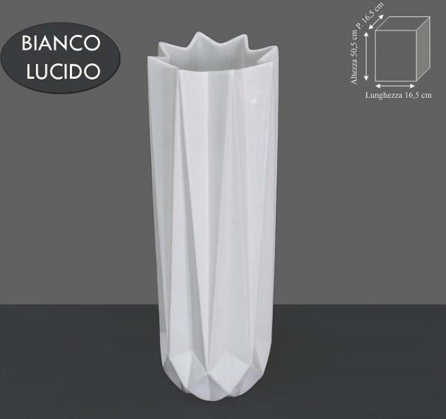 Vaso zig zag bianco cm 16,5x16,5x50,5