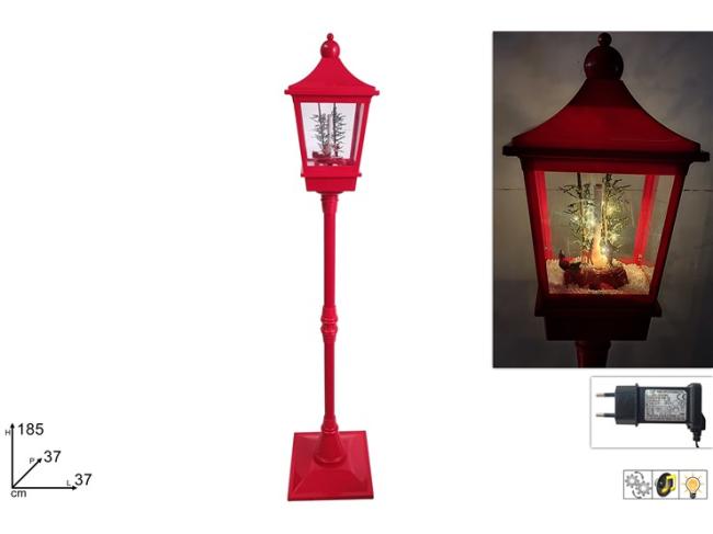 Lampione rosso 185 cm c/trenino c/movimento e luci