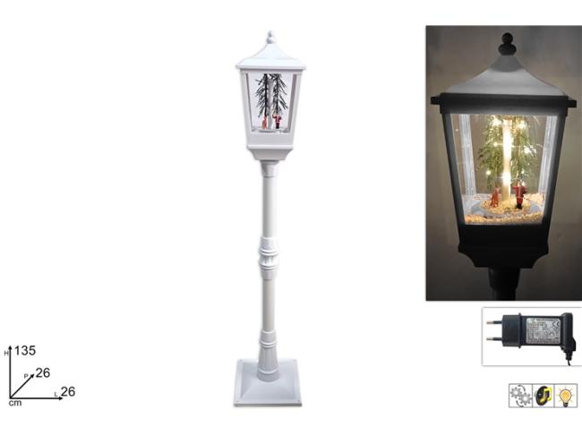 Lampione bianco 135 cm c/trenino c/movimento