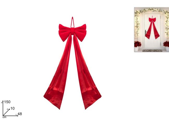 Fiocco natalizio rosso velluto 48x150 cm
