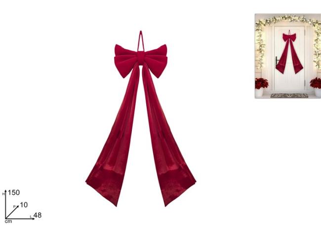 Fiocco natalizio bordeaux velluto 48x150 cm