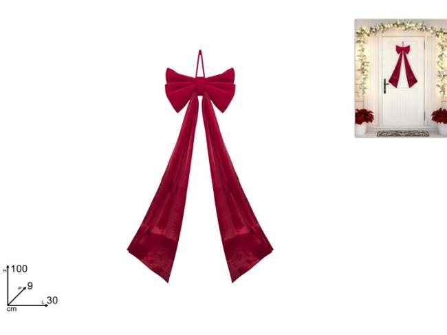 Fiocco natalizio bordeaux velluto 30x100 cm