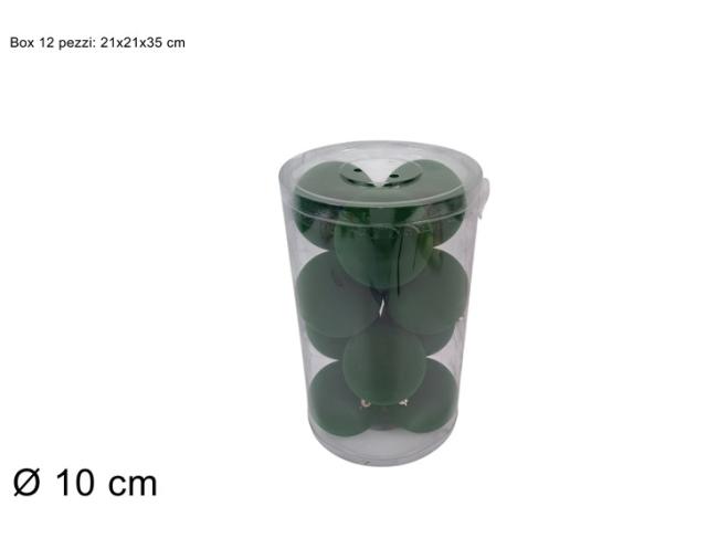 Palline 10 cm 12 pz effetto floccato verde