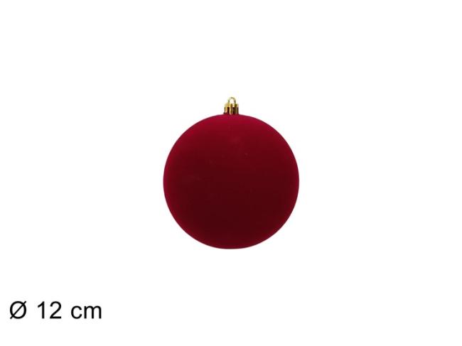 Pallina 12 cm  effetto floccato bordeaux