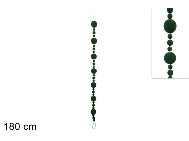 Ghirlanda 180 cm c/palle velluto verde