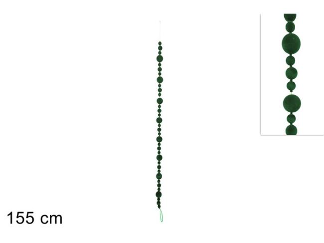 Ghirlanda 155 cm c/palle velluto verde