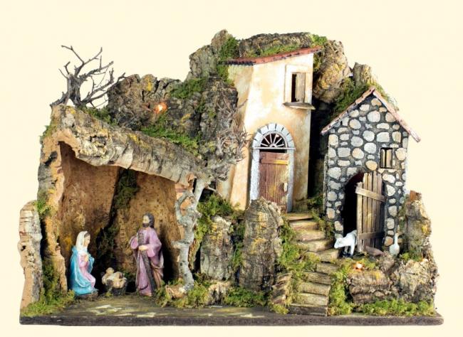 Presepe cm 50x26x36 con nativita' cm 10 e luci