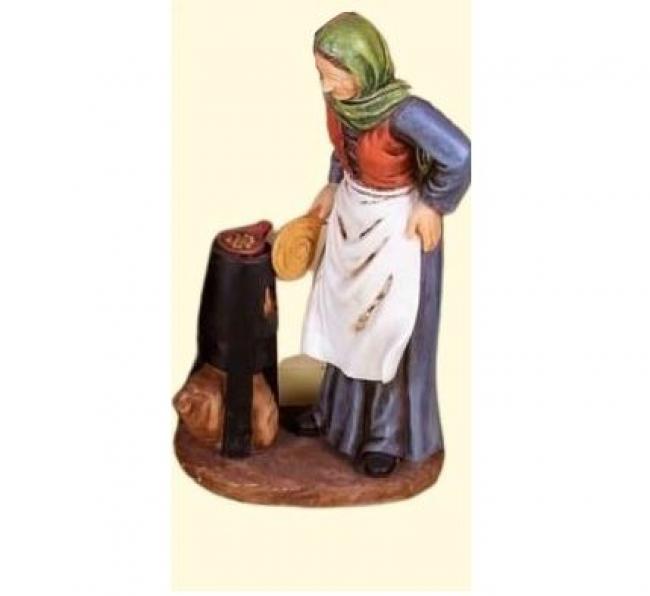 Figura in resina 20 cm donna con stufa