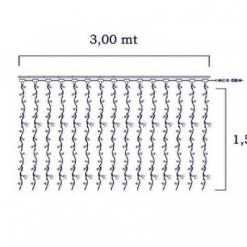 Tenda led 300x150 bianco caldo flash