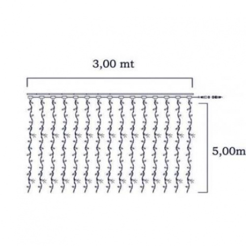 Tenda led 300x500 bianco caldo f/bianco