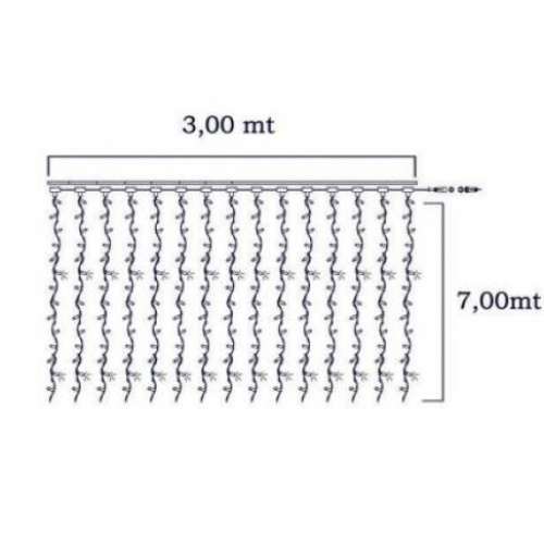 Tenda led 300x700 bianco caldo flash bianco