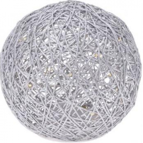 Sfera raffia argento cm 15 c/15led