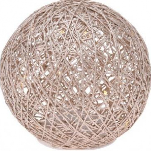 Sfera raffia oro cm 15 c/15led