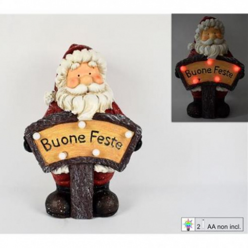 Babbo natale c/scritta luminosa bf 35 cm