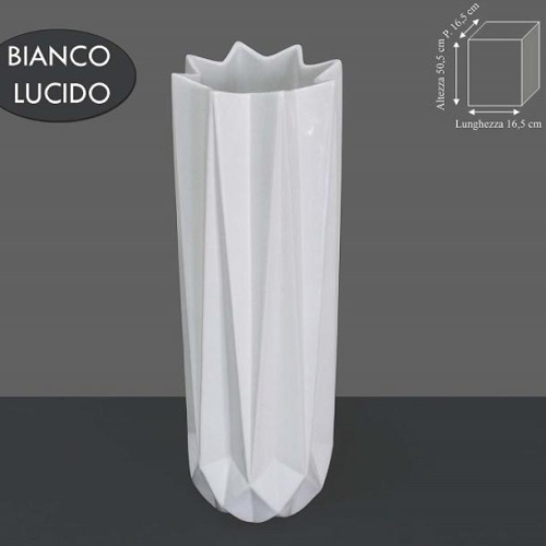 Vaso zig zag bianco cm 16,5x16,5x50,5