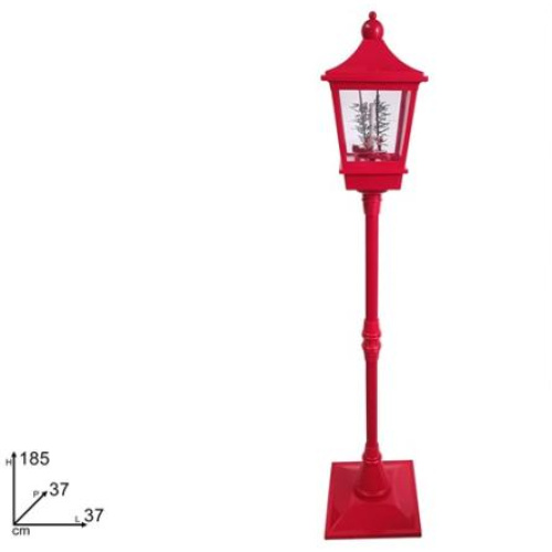 Lampione rosso 185 cm c/trenino c/movimento e luci