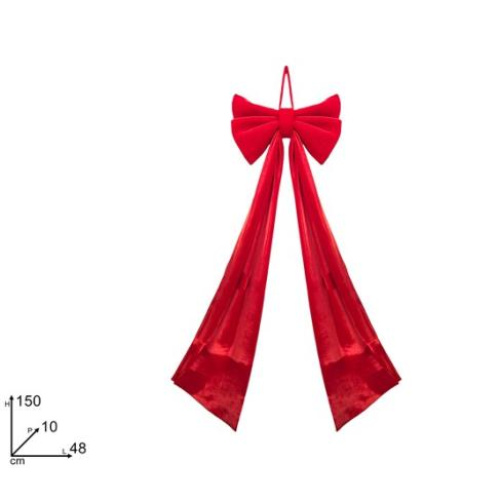 Fiocco natalizio rosso velluto 48x150 cm