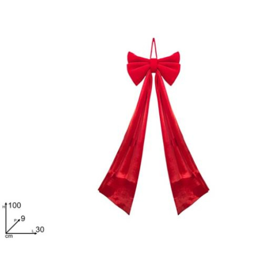 Fiocco natalizio rosso velluto 30x100 cm
