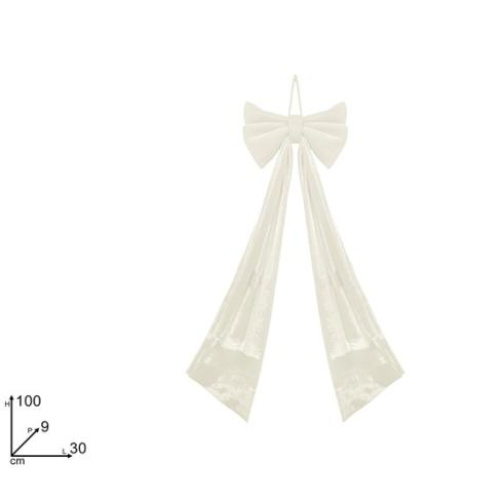 Fiocco natalizio bianco velluto 30x100 cm