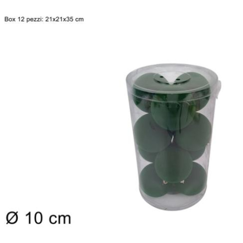 Palline 10 cm 12 pz effetto floccato verde