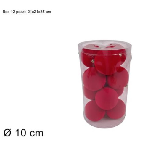 Palline 10 cm 12 pz effetto floccato rosso