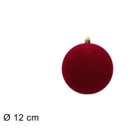 Pallina 12 cm  effetto floccato bordeaux