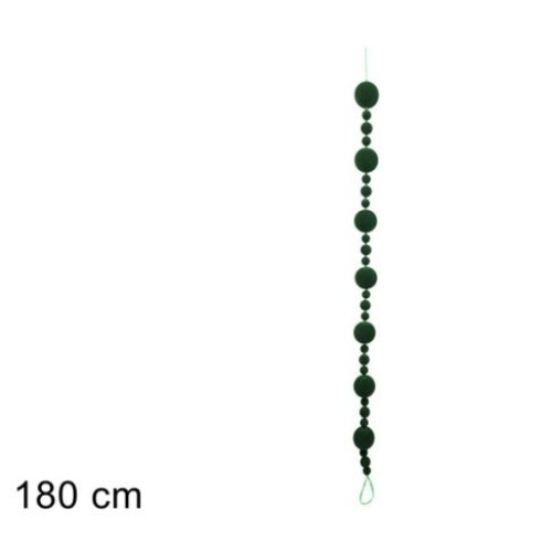 Ghirlanda 180 cm c/palle velluto verde