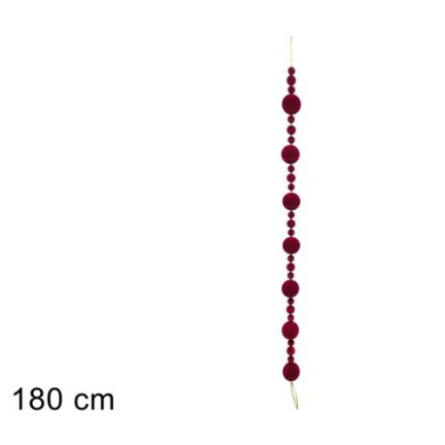 Ghirlanda 180 cm c/palle velluto bordeaux