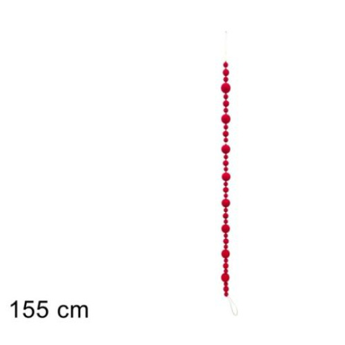 Ghirlanda 155 cm c/palle velluto bordeaux