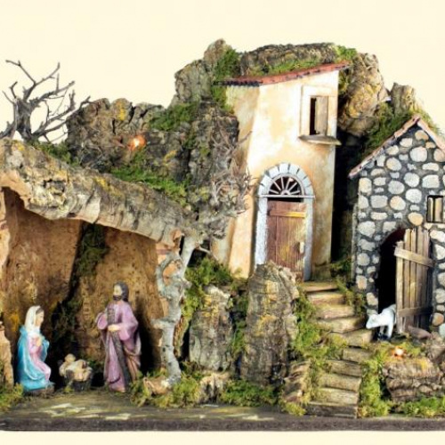 Presepe cm 50x26x36 con nativita' cm 10 e luci