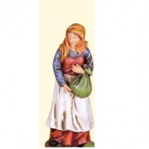 Figura in resina 20 cm donna con fagotto