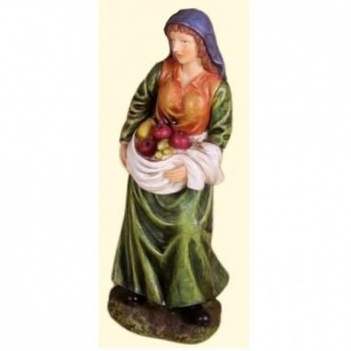 Figura in resina 20 cm donna con frutta